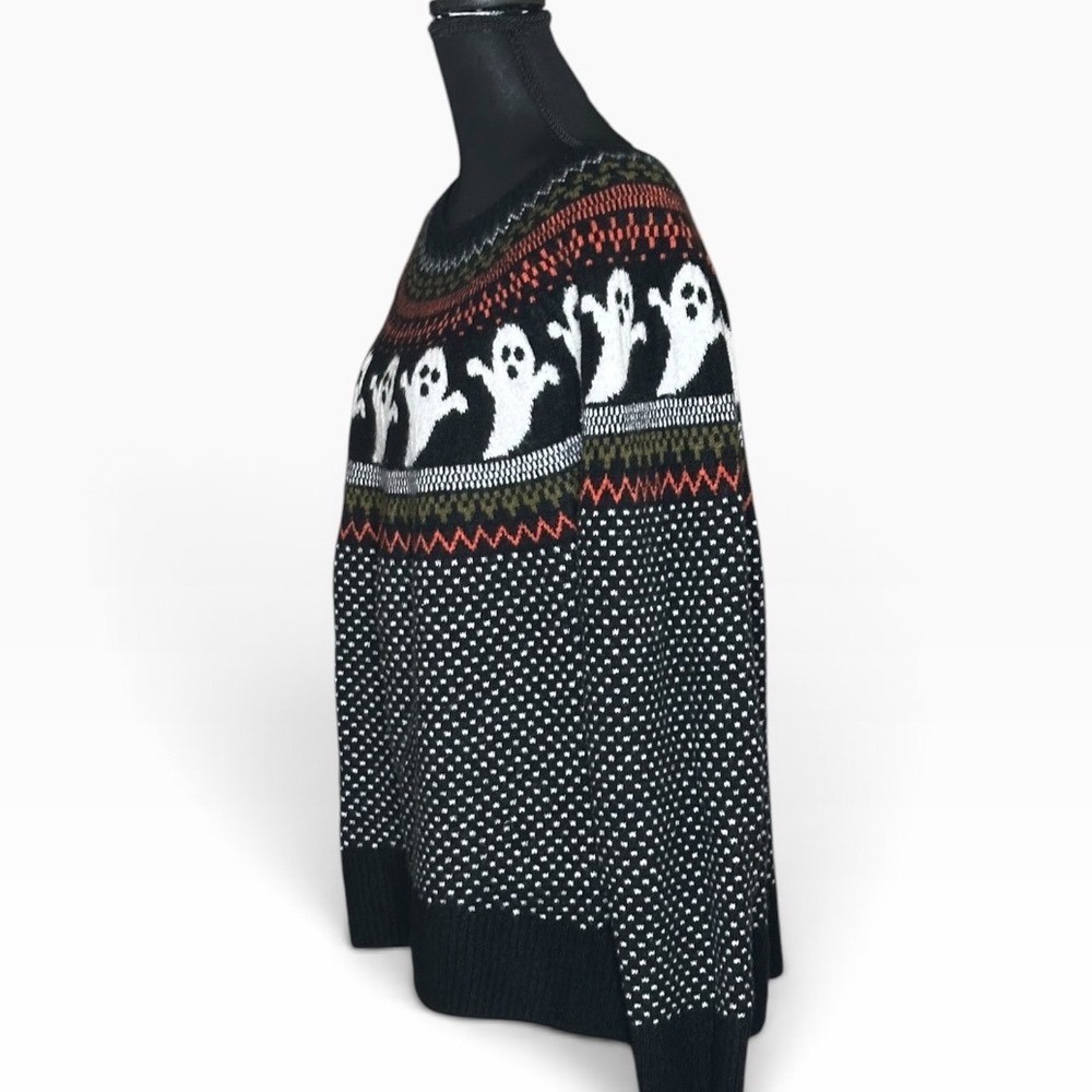Vince Camuto Womens Halloween Ghost Knit Sweater Black XL Polka Dots - Picture 2 of 7